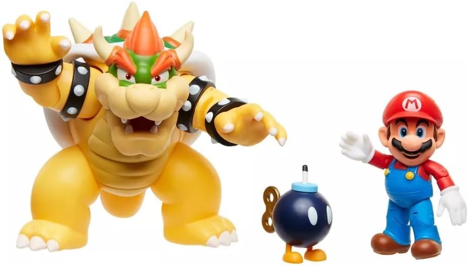 Detalle de Nintendo Super Mario Figuren-Set „Mario vs. Bowser“ (Bowser ca. 15 cm, Mario ca. 10 cm) – Wave 1