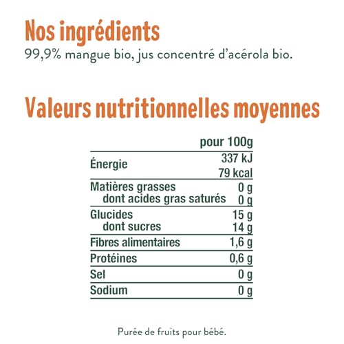 Thumbnail 2 de GOOD GOÛT Gourdes Mangue – Purée Bébé 99,9% Mangue, Bio, Sans Sucres Ajoutés, 10x120g