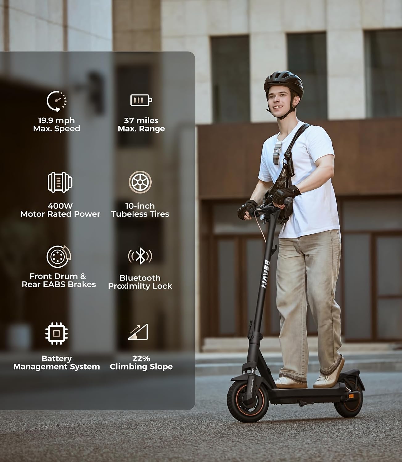 Detalle 2 de NAVEE Electric Scooter with 10-Inch Tires