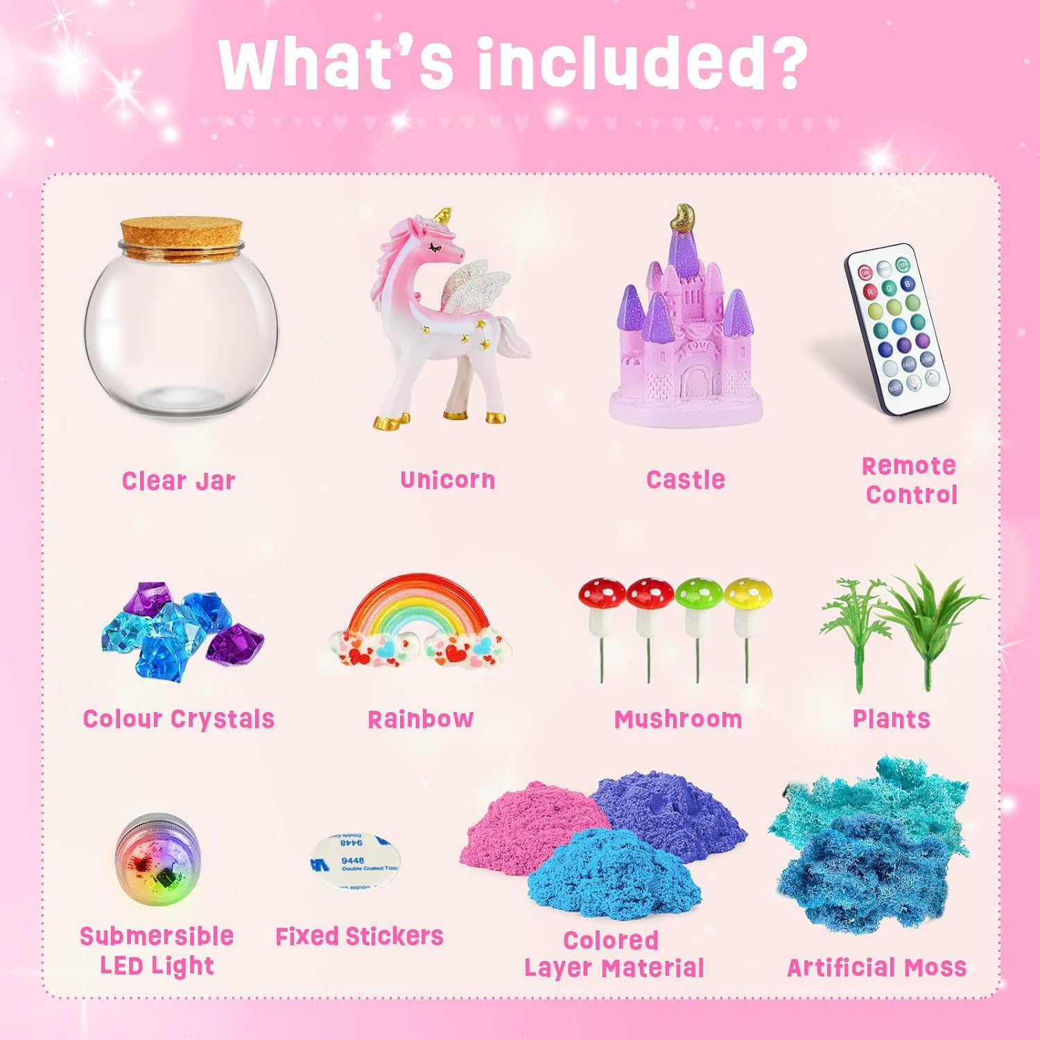 Detalle 2 de Einhorn Terrarium Set DIY für Mädchen