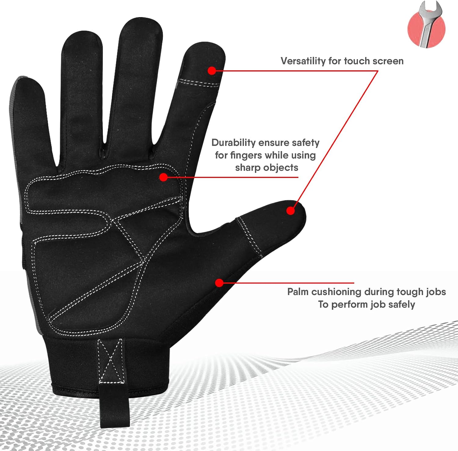 Detalle 2 de Guantes de trabajo seguridad con pantalla táctil