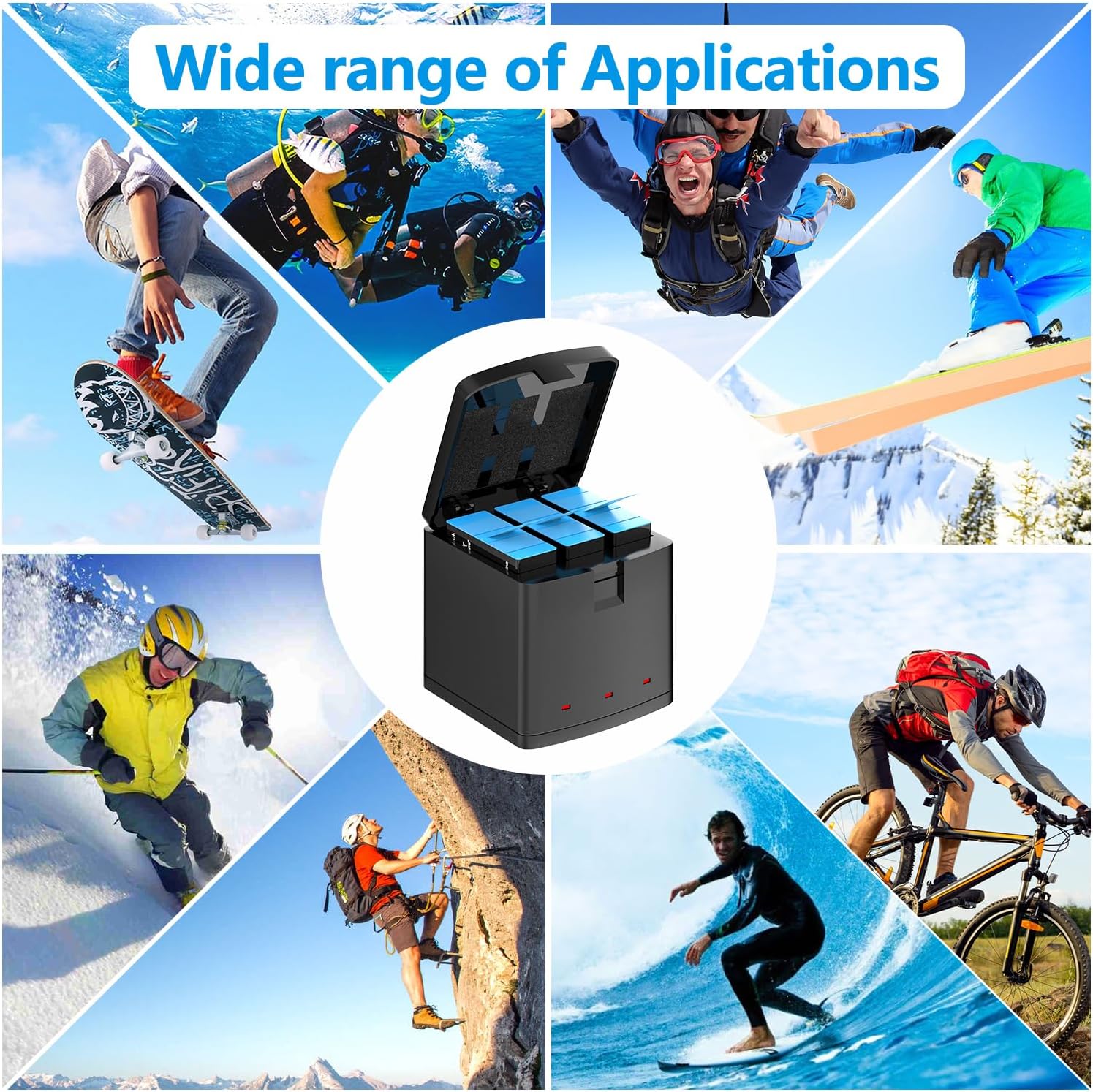 Thumbnail 4 de Melasta 1800mAh Battery Charger for GoPro Hero 12/11/10/9 with 3-Channel Fast Charging (USB-C, LED indicators)