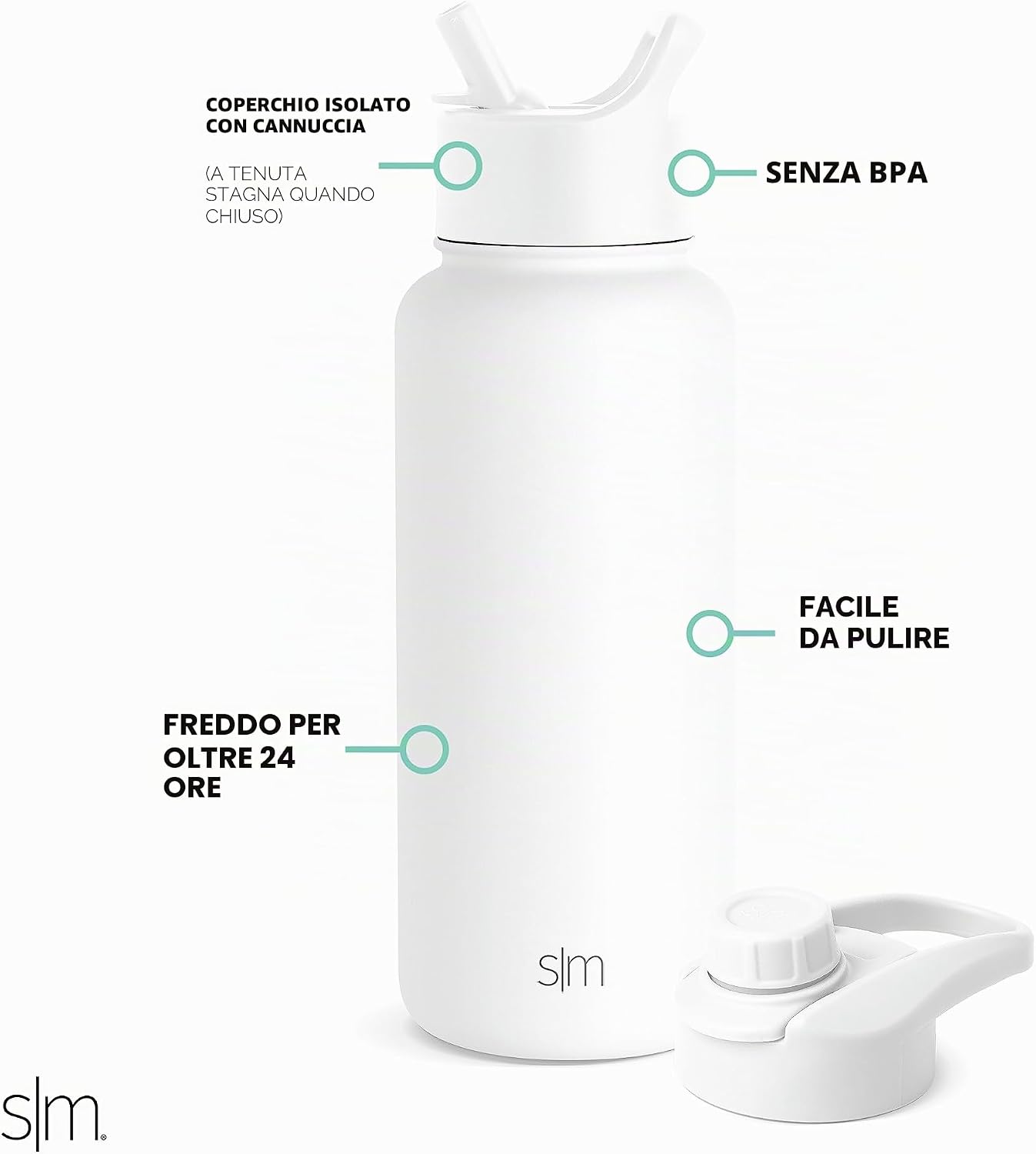 Detalle 2 de Simple Modern Summit Borraccia Termica 950ml con Cannuccia e Tappo a Sorso – Winter White