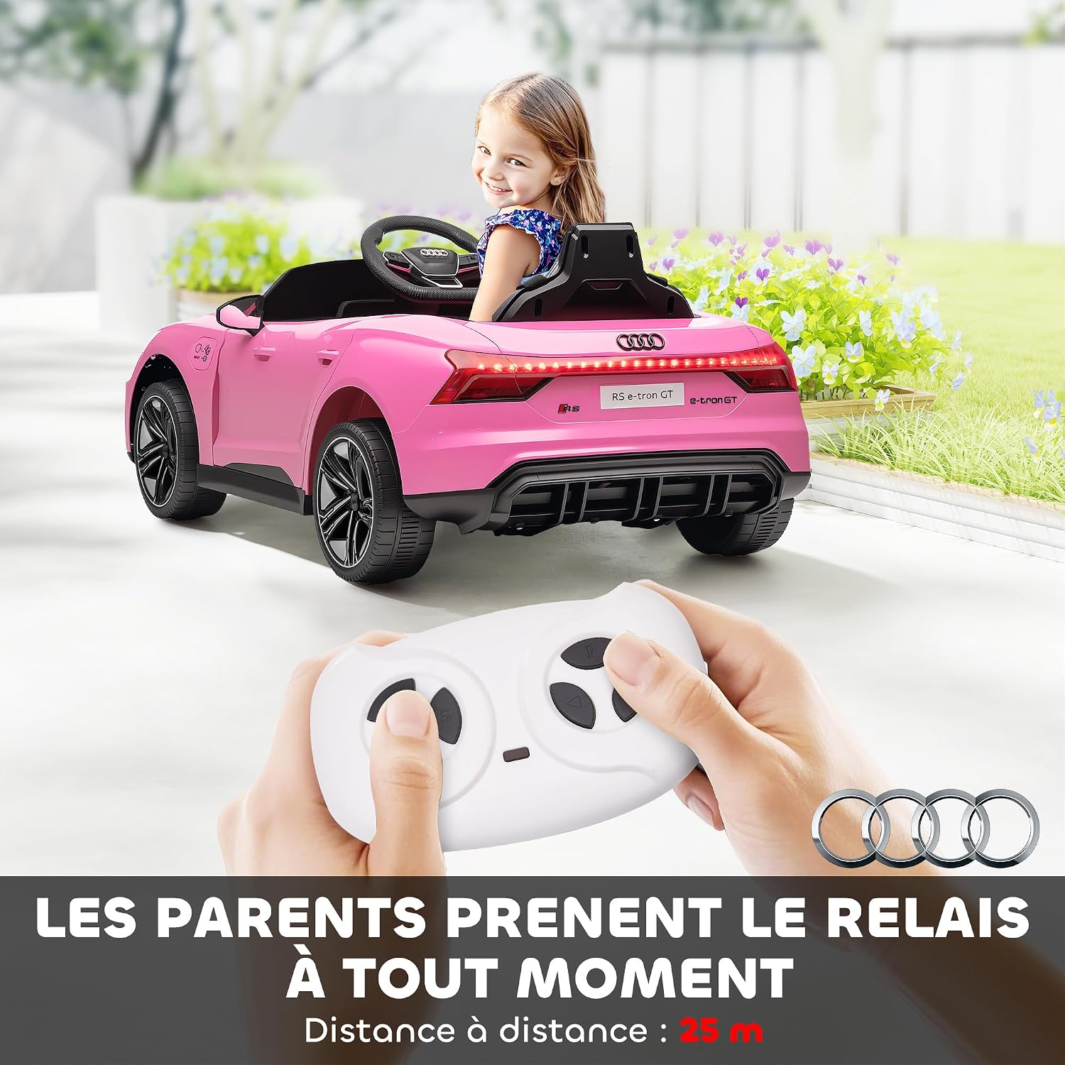 Detalle 2 de HOMCOM Voiture électrique enfant 12 V Audi RS E-tron GT Rose