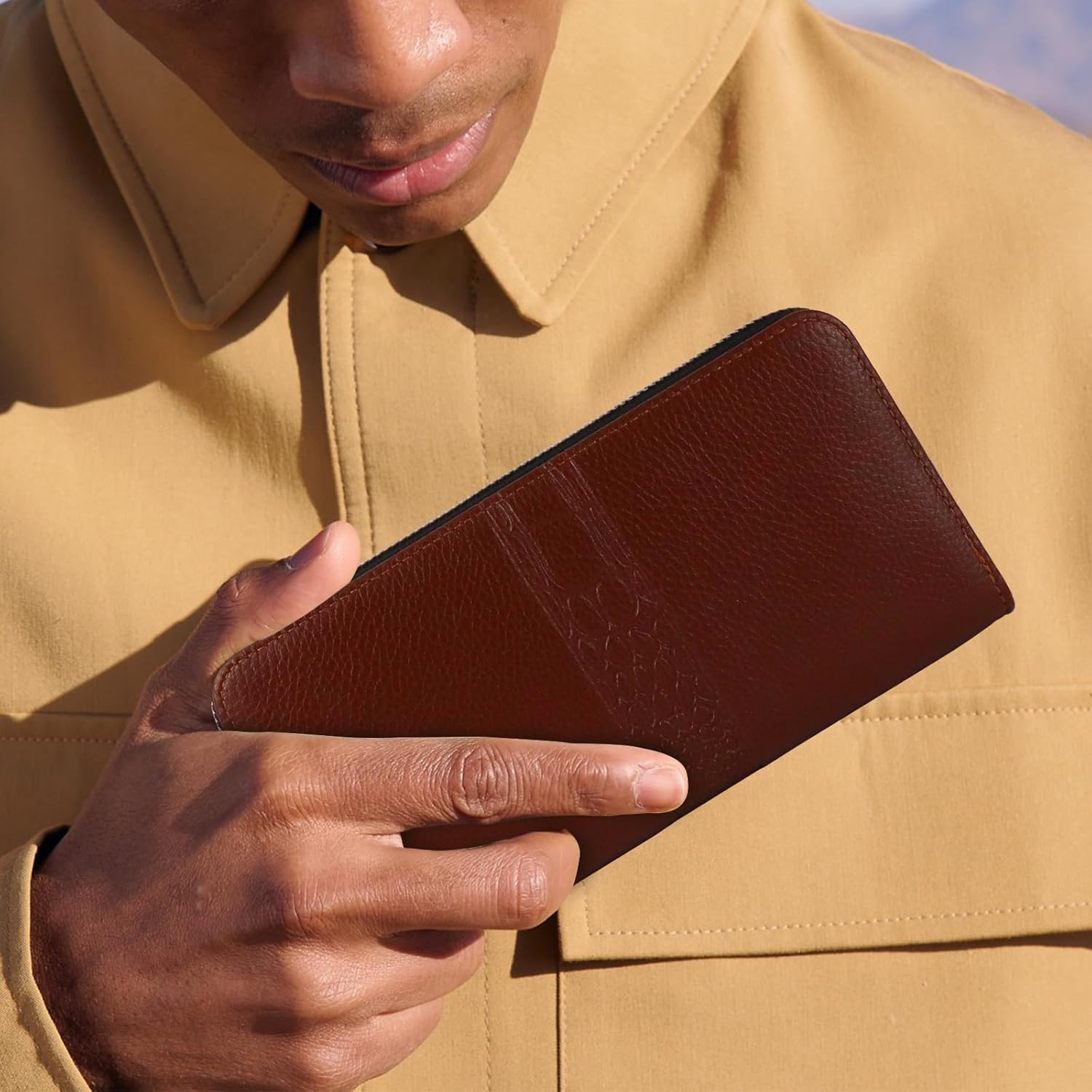 Thumbnail 6 de AdiStylinno Portefeuille long en cuir PU pour homme avec fermeture éclair et grande capacité