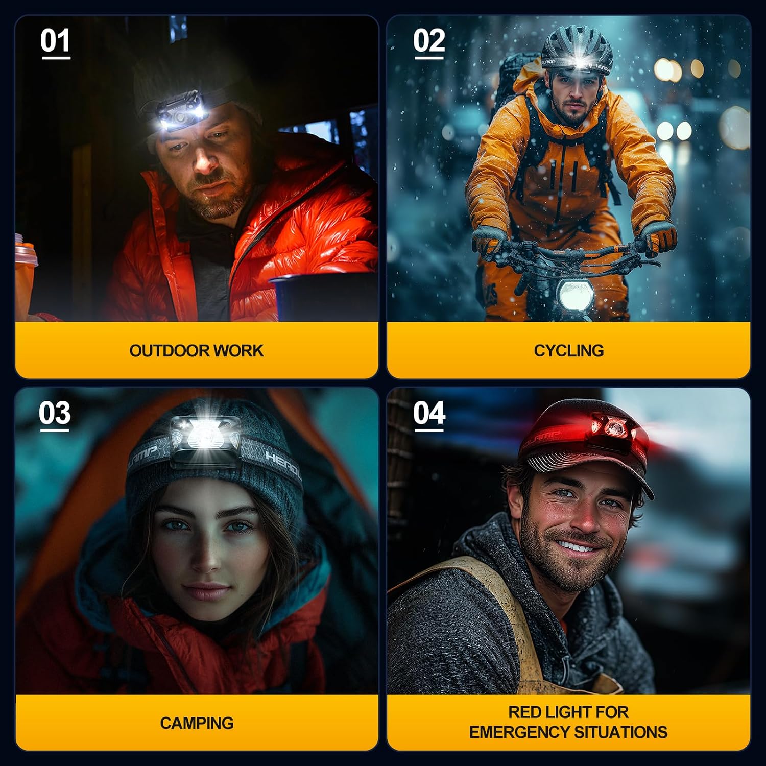 Thumbnail 5 de konqkin 2-Pack Head Torch with Sensor Control ⌁⚠