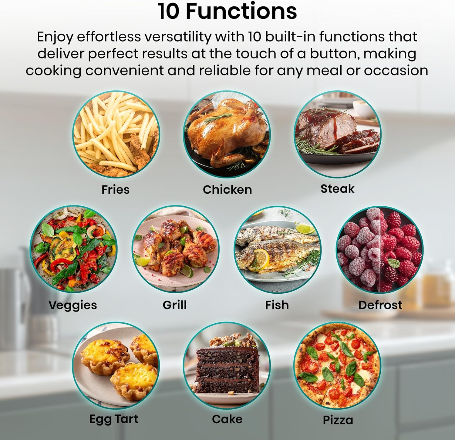 Thumbnail 3 de Hisense 6.3L Air Fryer (1800W) with Colour Touch Display and 10 Cooking Functions