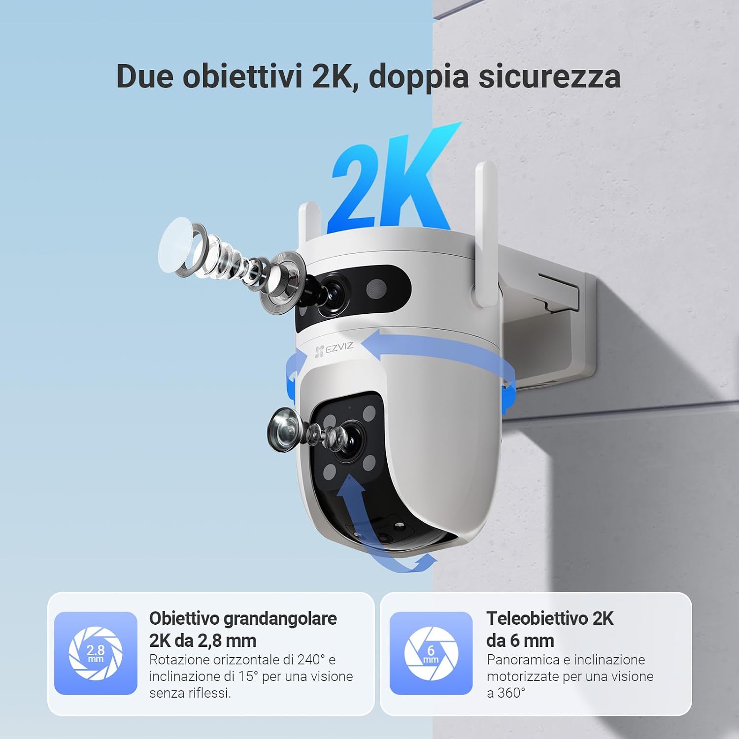 Thumbnail 1 de EZVIZ C9c Dual 3K (10MP, doppia lente 5MP+5MP) telecamera Wi‑Fi esterna con visione a colori e audio bidirezionale