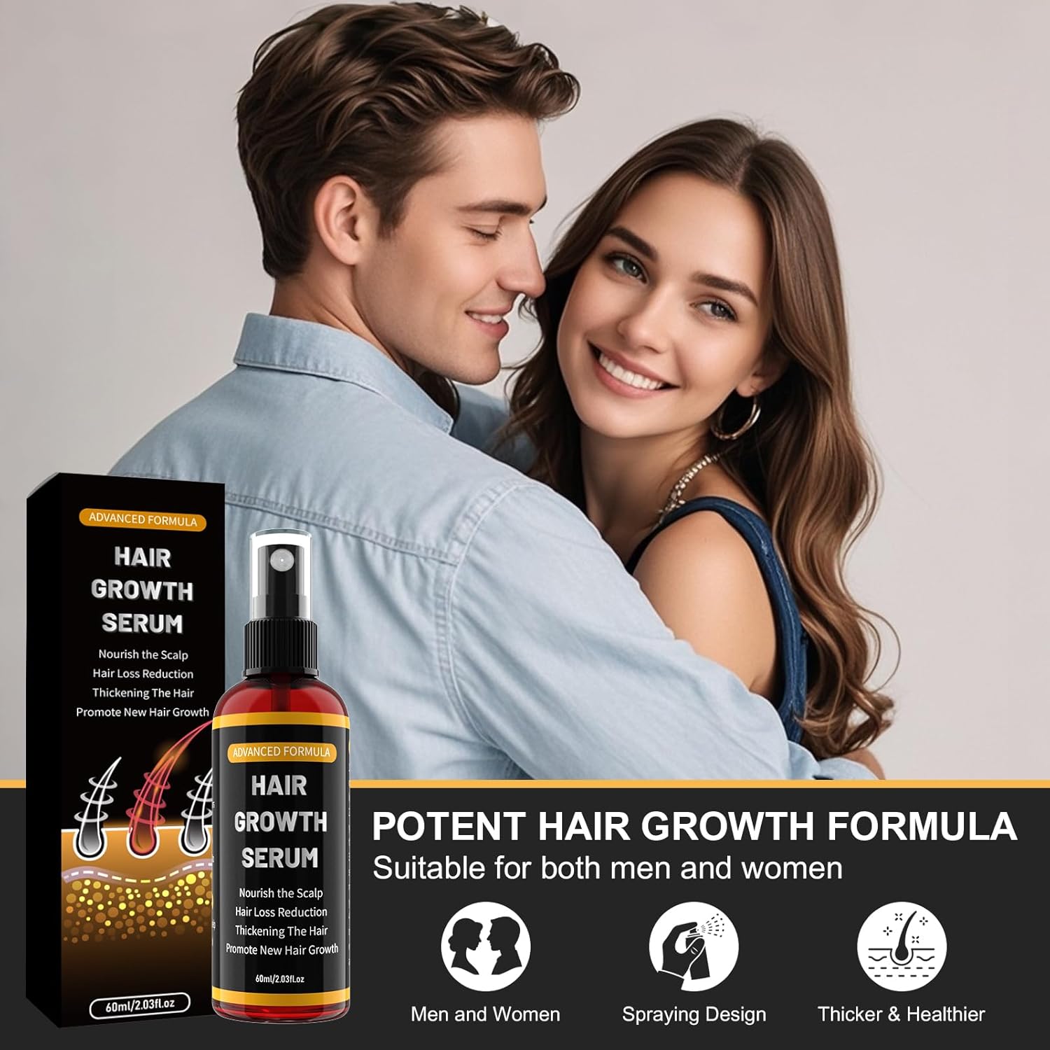 Detalle de Haarwachstumsserum Spray für Männer &, Frauen – sanftes, nicht fettendes Haaröl mit Biotin und Rosmarin (60 ml)