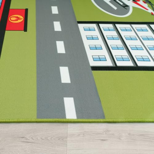 Detalle 2 de TT Home Tapis de jeu enfants garçon fille voitures rue vert 200 cm ⚙
