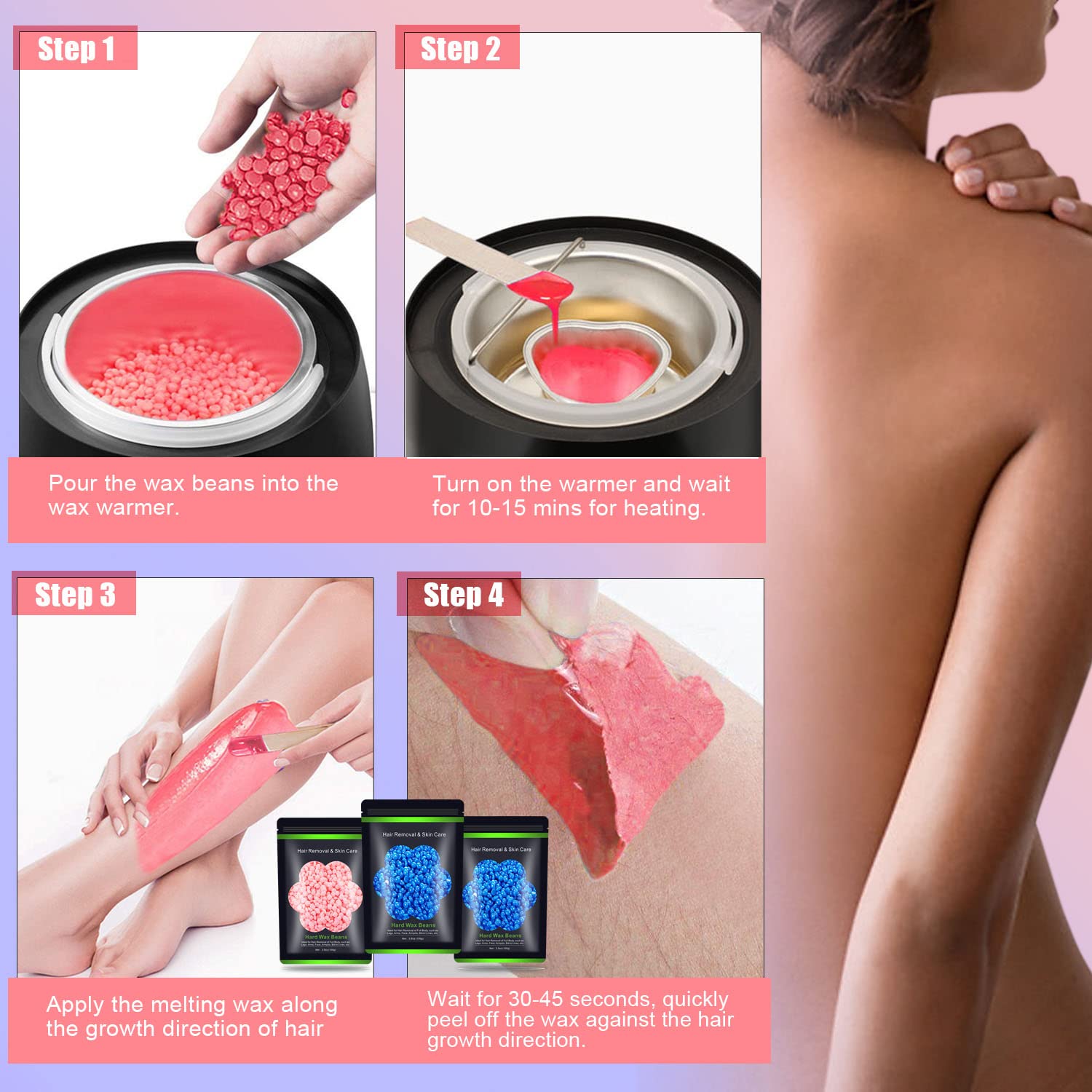 Detalle de Auperwel Hard Wax Beads for Hair Removal (10.5 oz / 300 g) — Sensitive Skin Brazilian, Face, Bikini & More