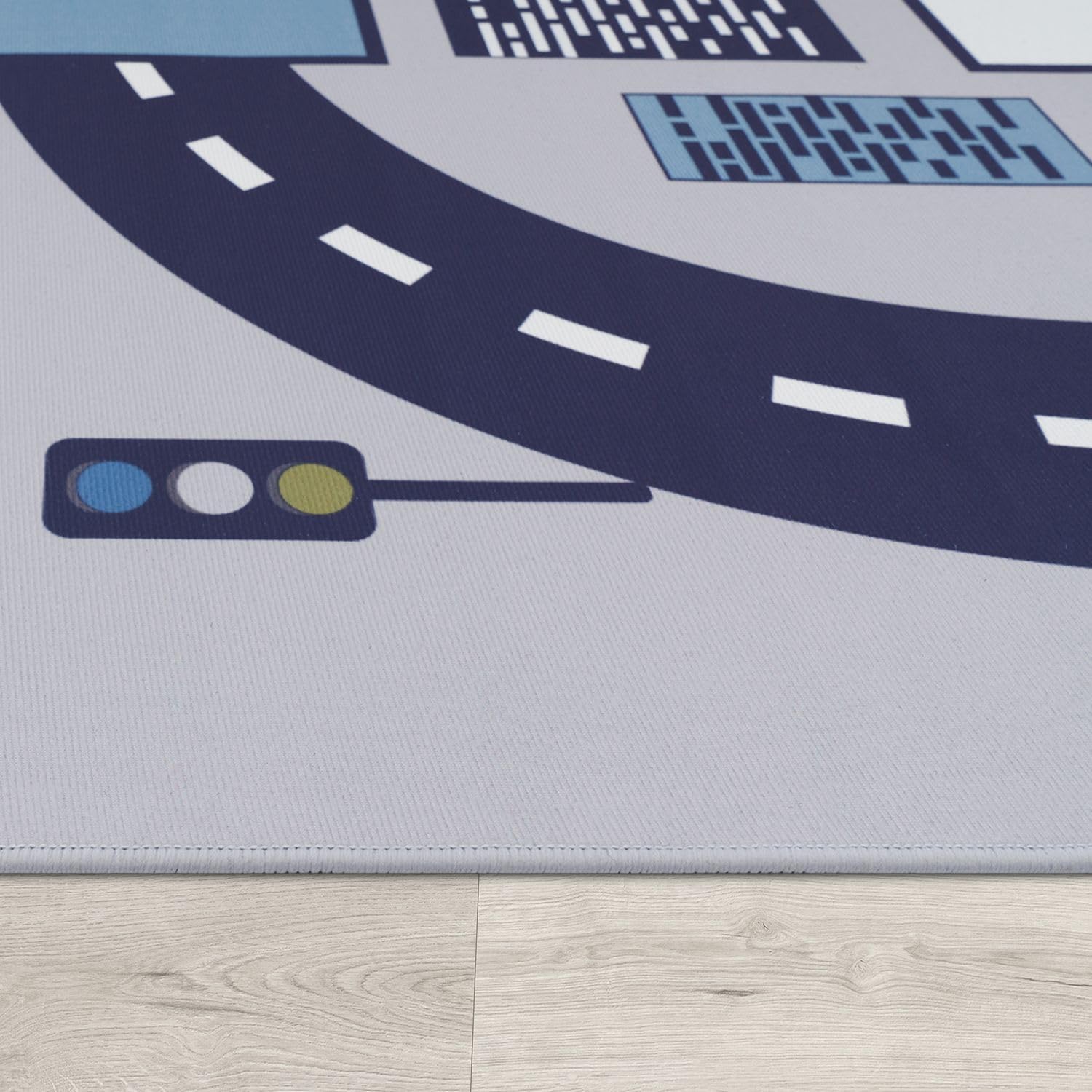 Detalle de TT Home Kinderzimmerteppich 100×200 cm, Grau – rutschfest, maschinell gewebt, 100% Polyester
