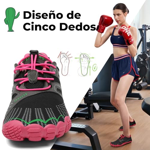 Detalle de SAGUARO Vitality IV: zapatillas barefoot para hombre y mujer con puntera amplia y suela cero caída (color rosa rojizo, talla 36)
