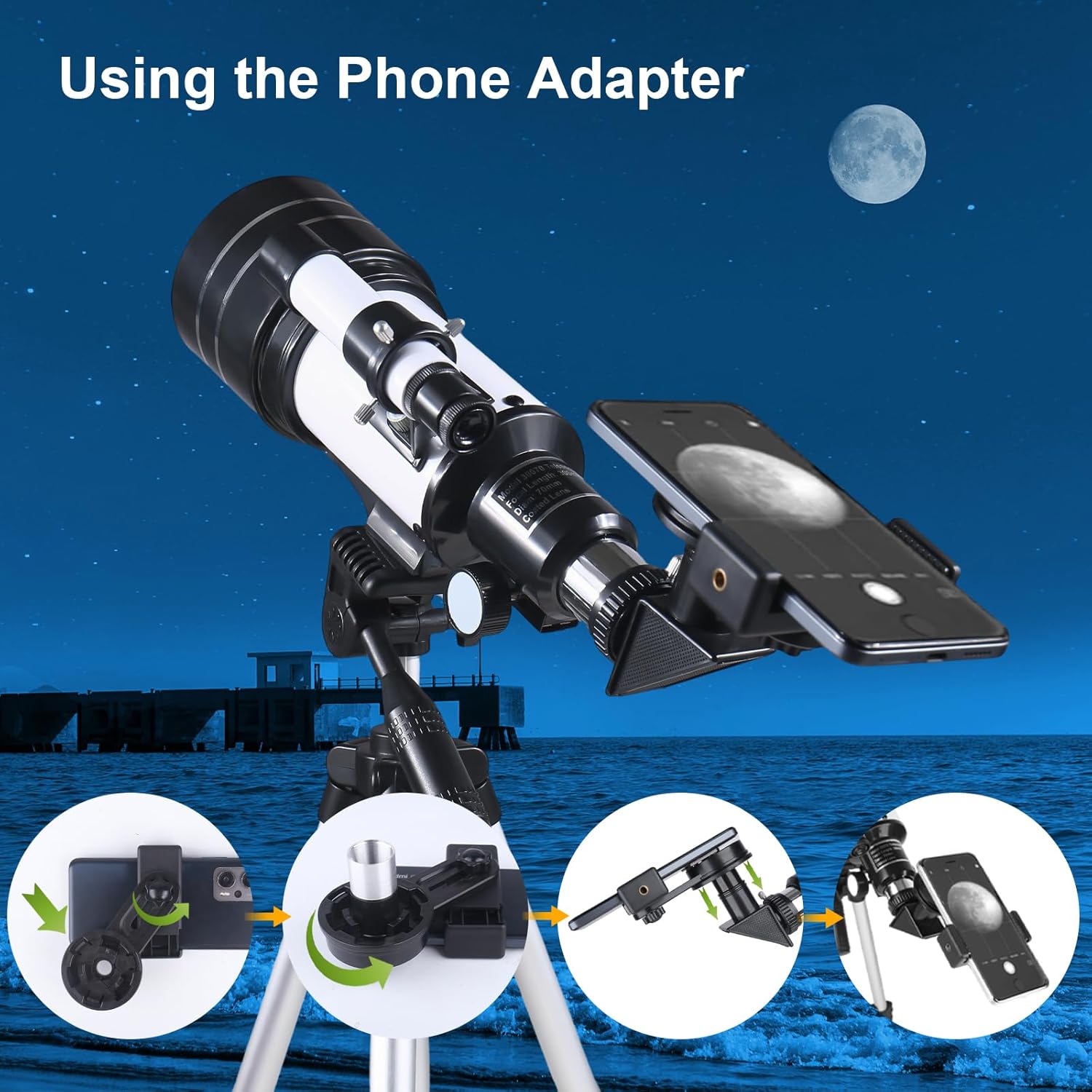 Thumbnail 6 de Misilmp Telescopio telescopico per adulti e principianti da 70 mm con cercatore 5x24, treppiede regolabile e accessori