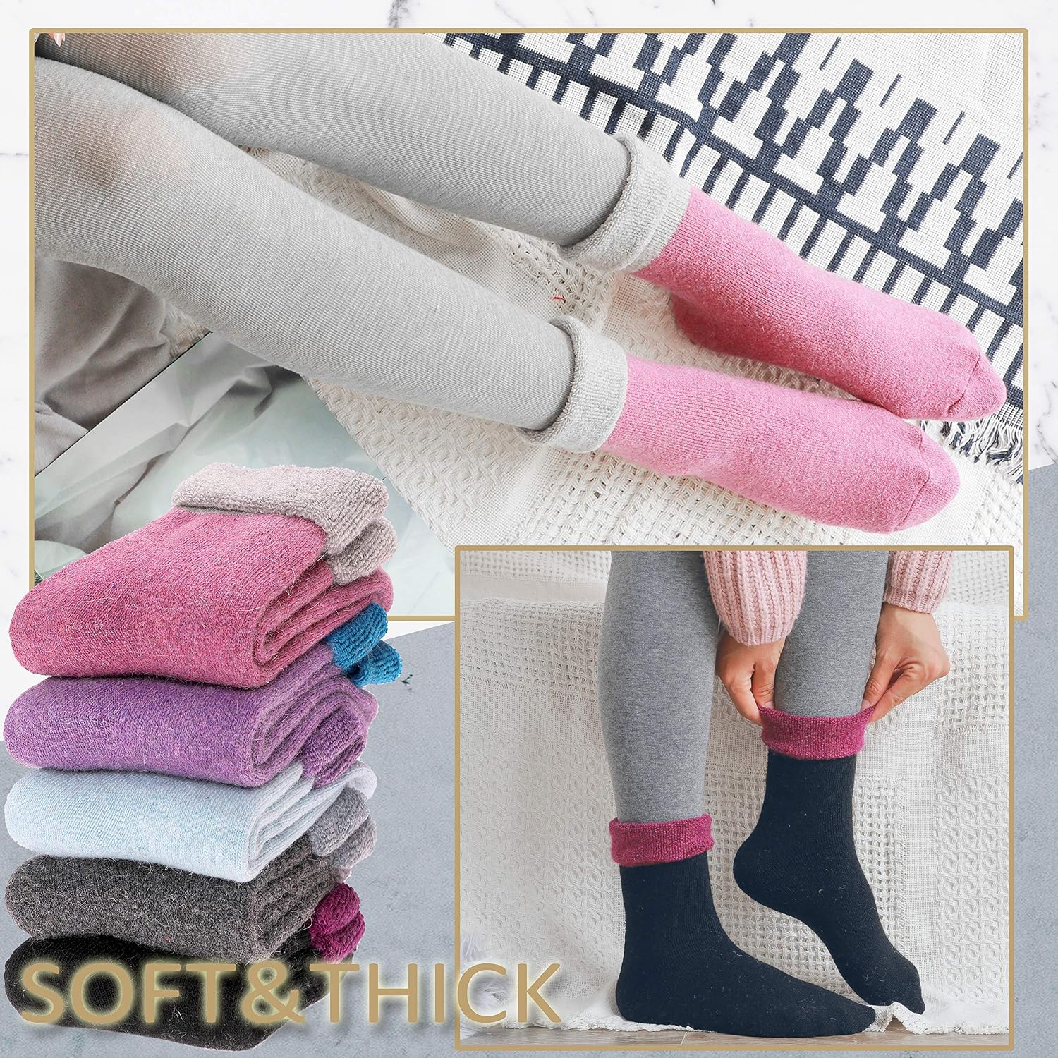 Detalle de EBMORE Merino Wool Thermal Socks 5 Pairs