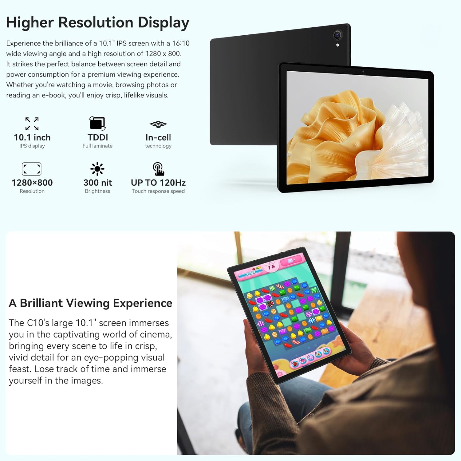 Thumbnail 6 de Whitedeer Android Tablet 10 Zoll – Android 15, Octa-Core, 20GB RAM, 64GB ROM + 1TB erweitert
