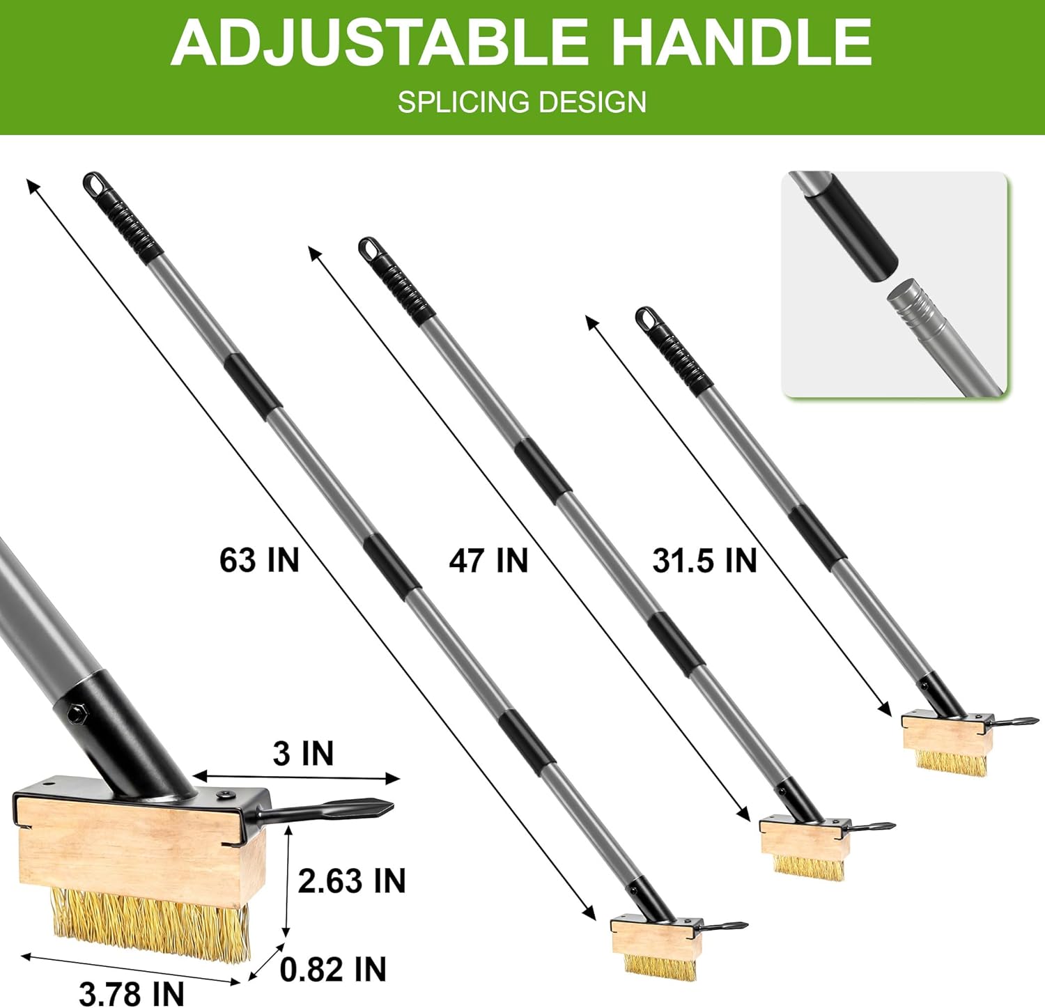Thumbnail 3 de Draome Weed Removal Brush & Moss Remover Tool Set – 2 Sets with Replaceable Heads and 63" Reach