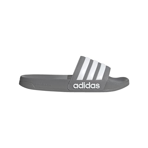 Detalle 2 de adidas Unisex Adilette Shower Slides in Grey Three/Cloud White/Grey Three, UK 6