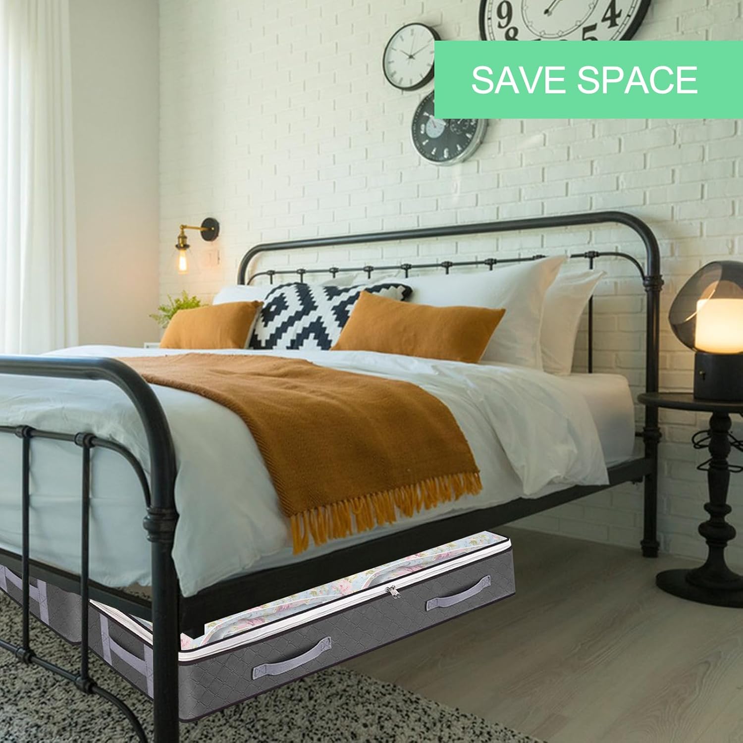 Thumbnail 3 de Lixiluxia 3er Set Unterbett-Aufbewahrungsboxen (Vlies) mit Fenster & Faltfunktion – 99 x 49,5 x 15 cm