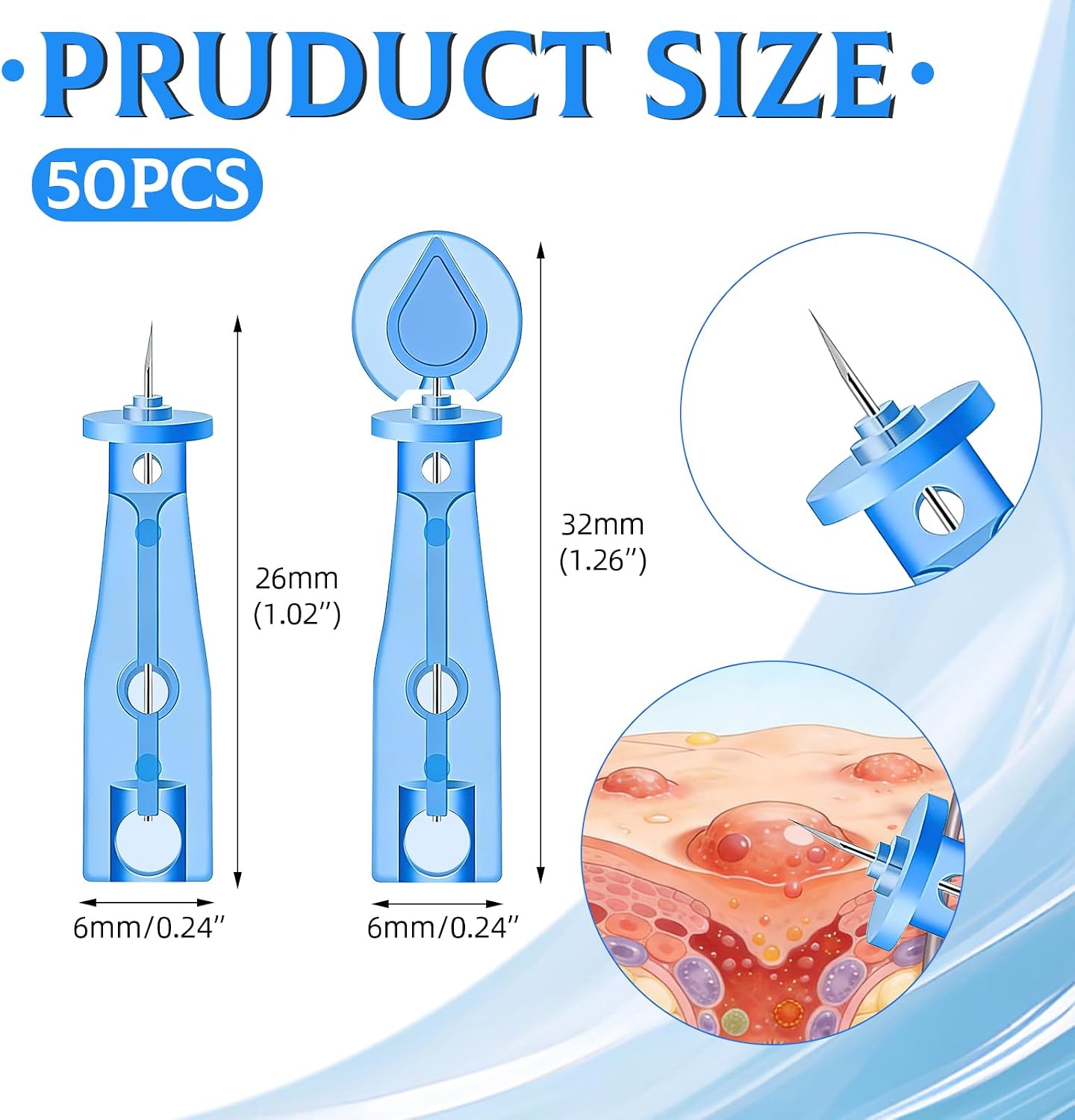 Detalle de Disposable acne lancets, 50-piece set
