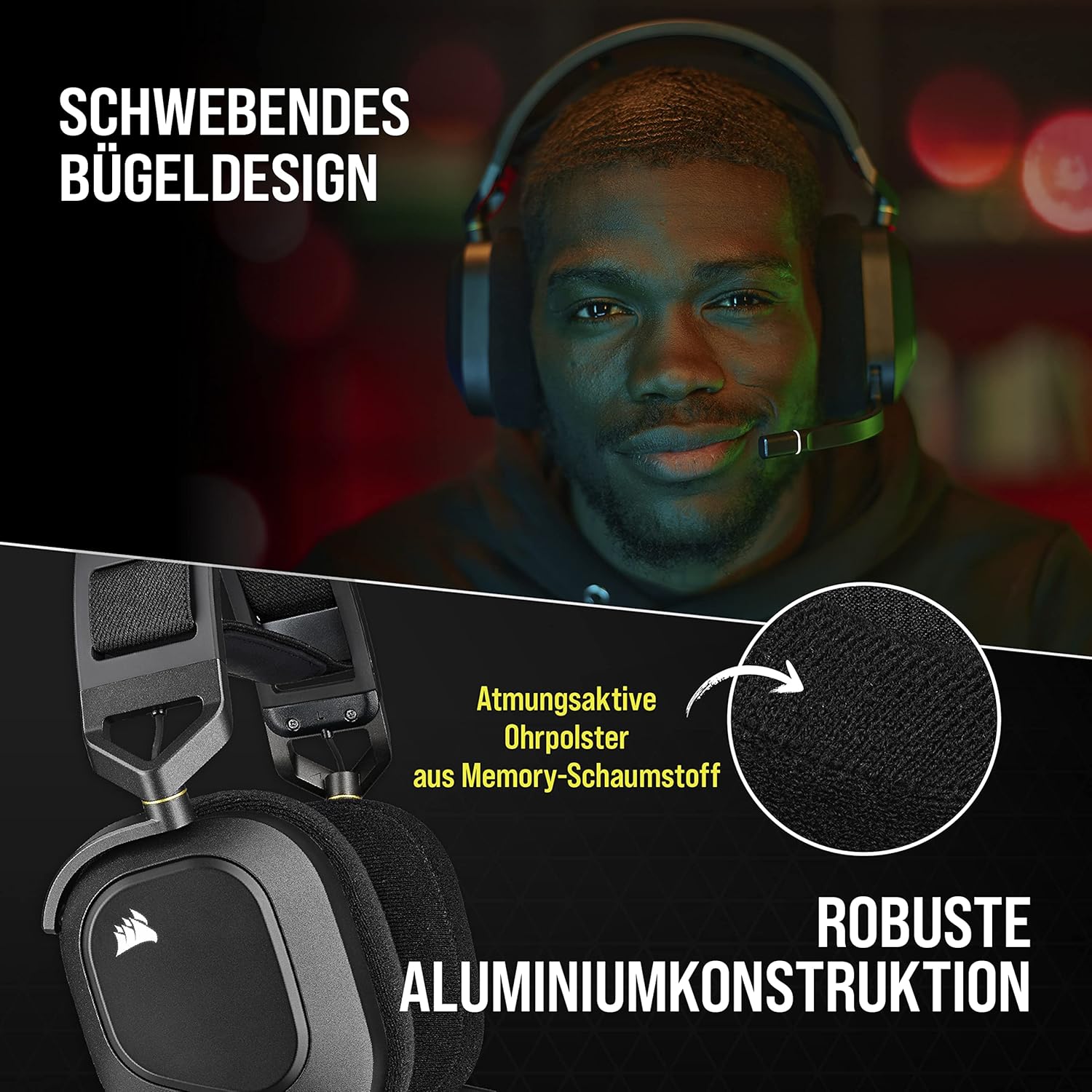 Thumbnail 4 de Corsair HS80 RGB Wireless Gaming-Headset (Dolby Atmos, iCUE, kabellos) – Carbon