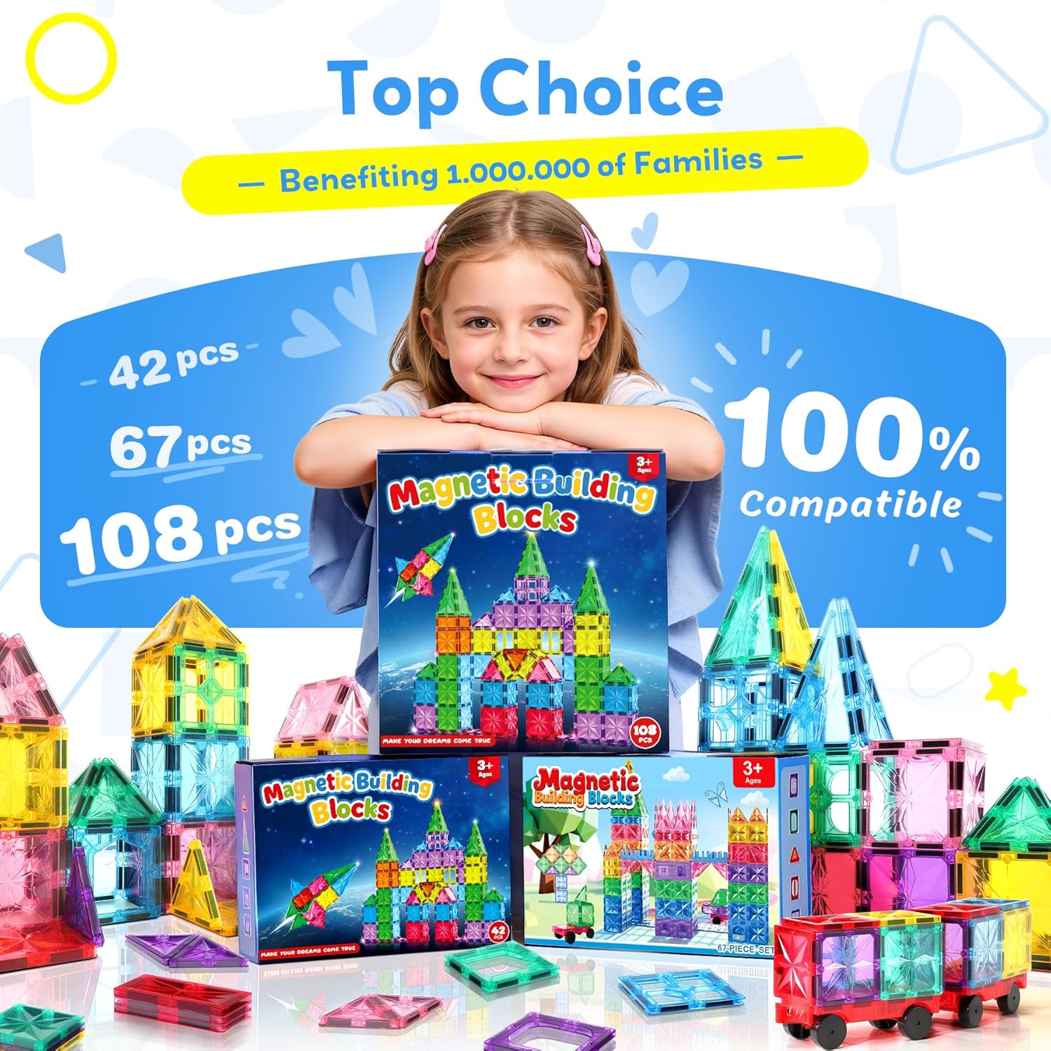 Thumbnail 6 de WOOBLO Magnetische Bausteine (67 Teile) – Magnetspiel STEM/Montessori für Kinder ab 3 Jahren