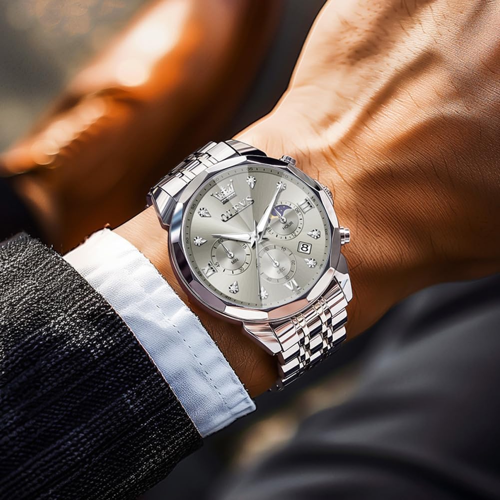 Detalle 2 de OLEVS Männer Uhr Quarz Chronograph 3 ATM