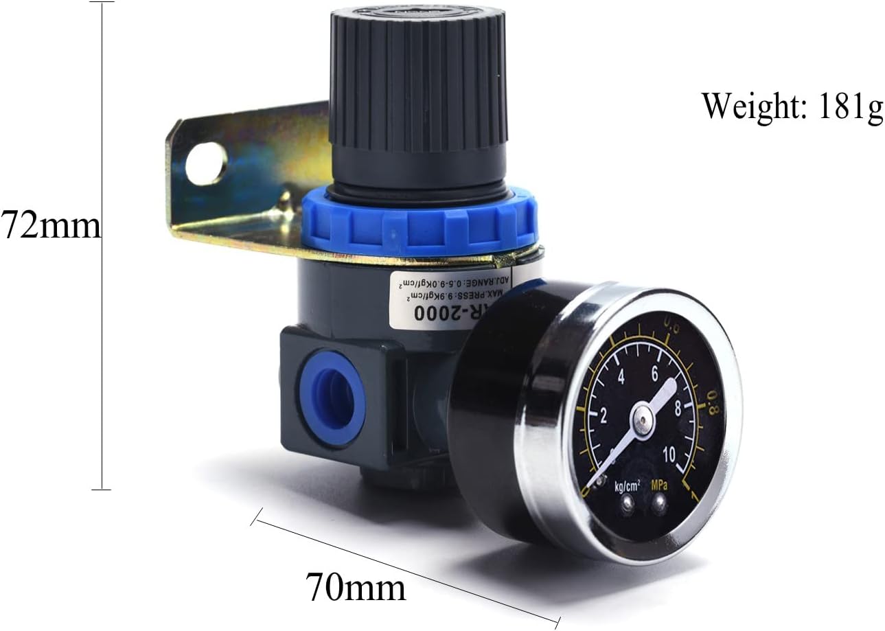 Detalle 2 de ZHONG AN Air Pressure Regulator with Gauge & Bracket for 1/4" NPT Air Compressor Systems