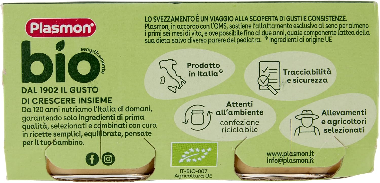 Detalle de Plasmon BIO Omogeneizzato Pollo 2X80g – 12 Confezioni: biologico e delicato per i piccoli