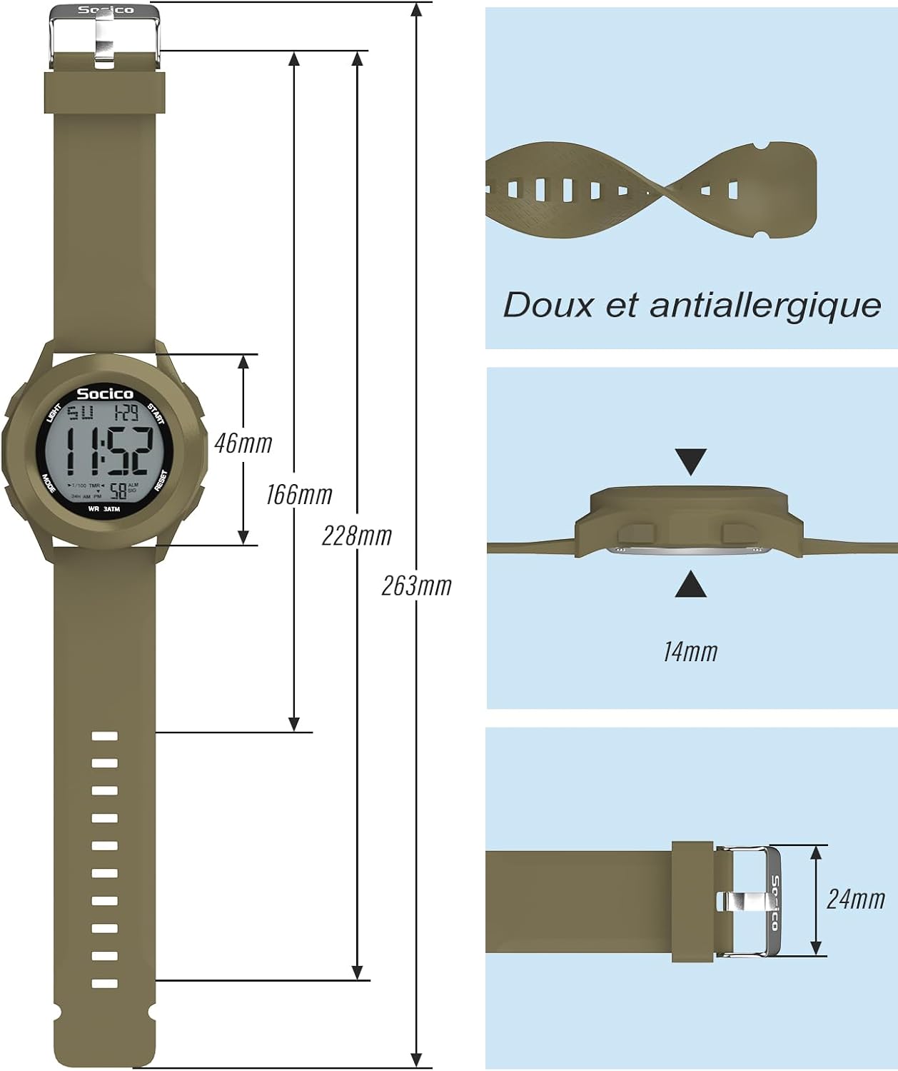 Detalle de SOCICO Montre Numérique Sport Militairé