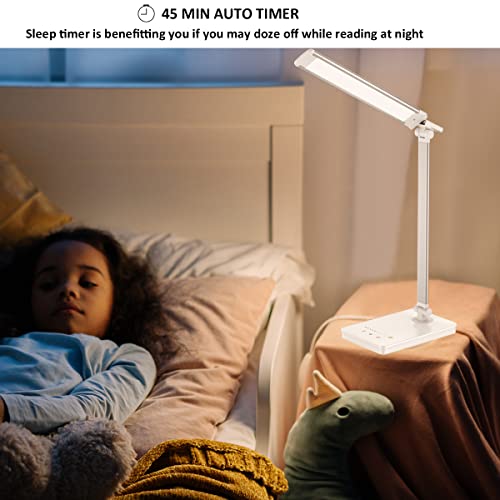 Thumbnail 6 de Qualore Lámpara Escritorio, Flexo Led Escritorio con 5 Niveles de Brillo y 5 Modos, Carga USB-C, Temporizador, Cuidado Ojos, Función de Memoria, Control Táctil, Luz Nocturna Mesita Studiar Infantil