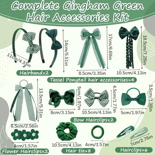 Detalle 2 de Xerteam 28 Pcs Hair Accessories for Girls – Green Gift Set