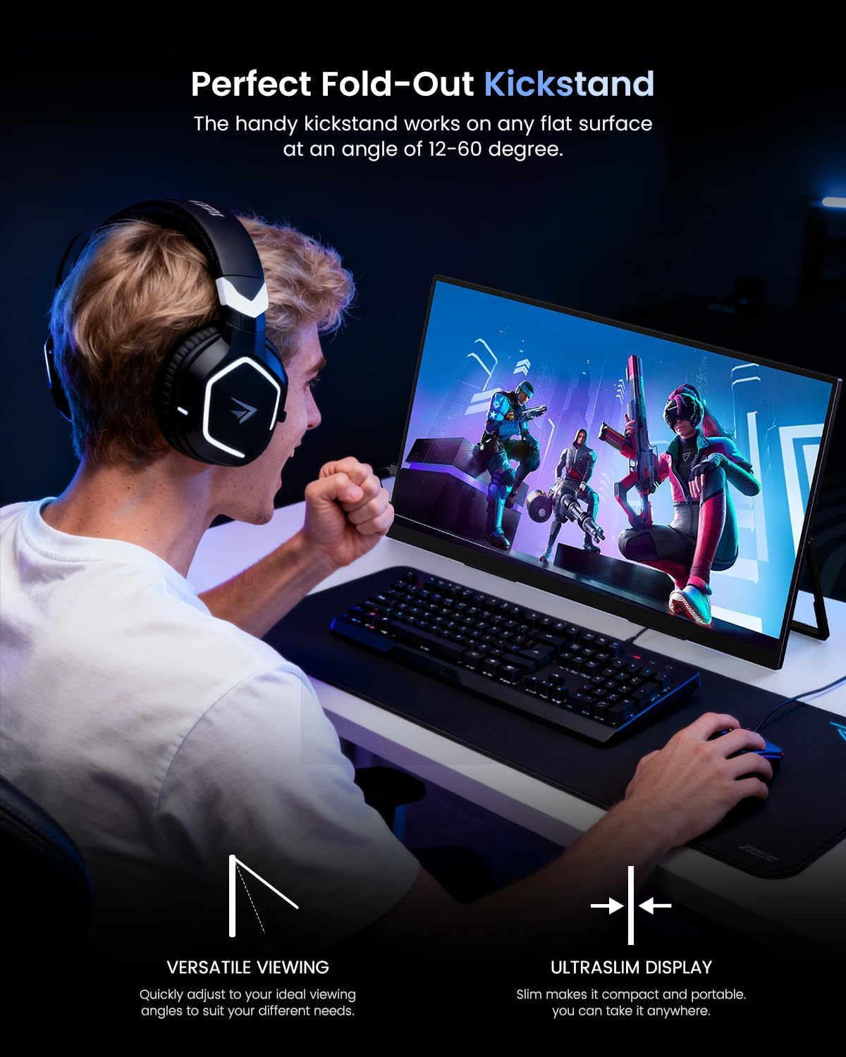 Thumbnail 5 de UPERFECT 19" Portabler 4K 144Hz Gaming Monitor mit QLED – flexibel einsetzbar, integrierter Standfuß & VESA