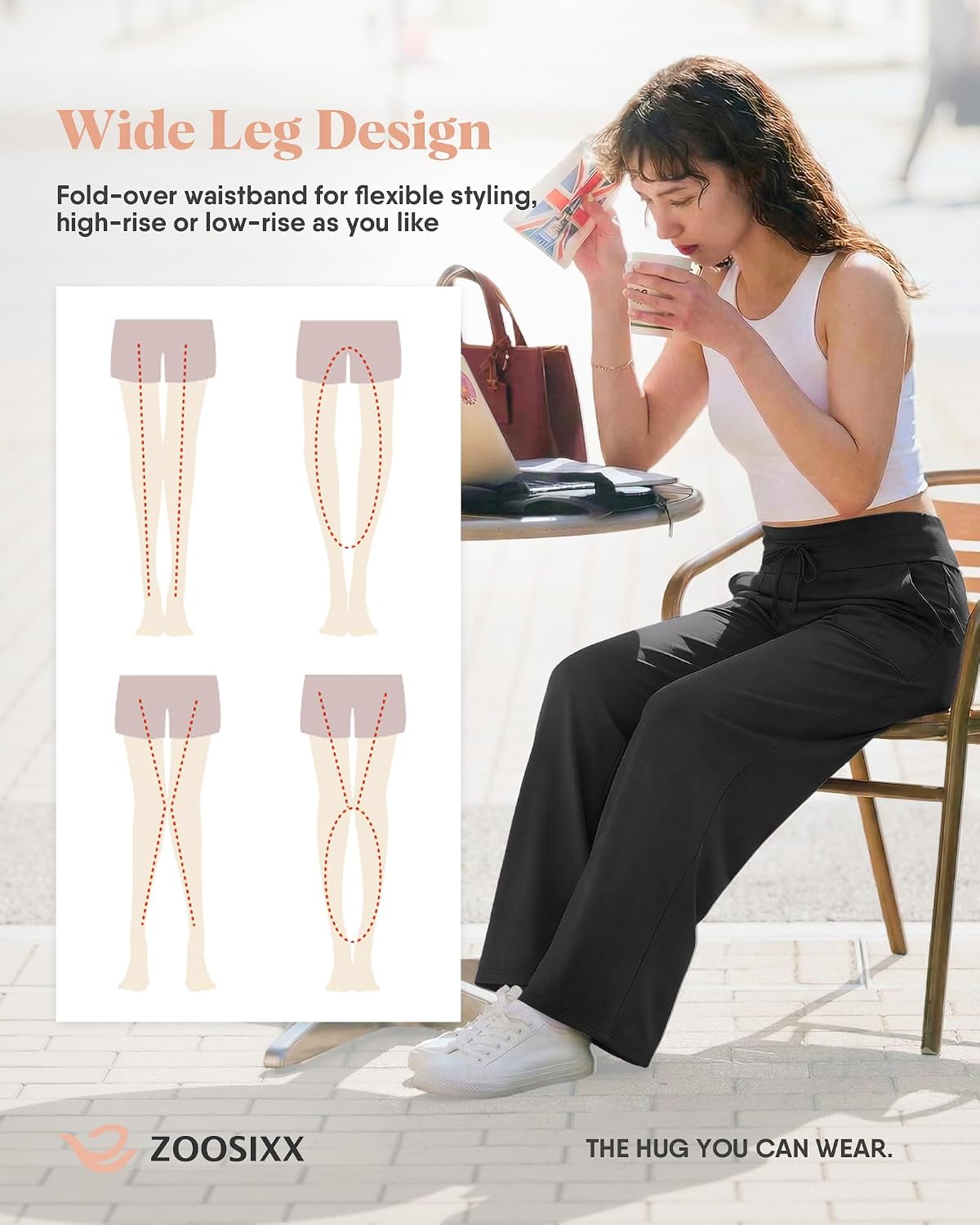 Thumbnail 3 de ZOOSIXX Capri Pants for Women — Wide Leg, High-Wwaisted Drawstring Lounge Trousers with Pockets