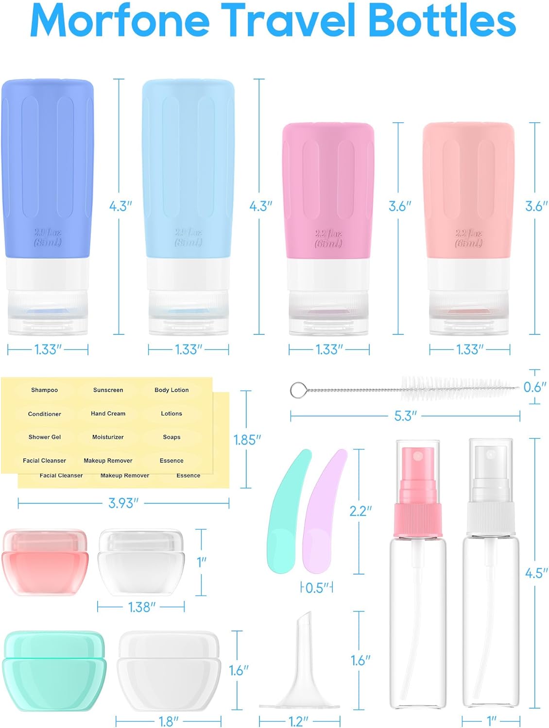 Thumbnail 6 de Morfone 16 Pack Travel Bottles Set (TSA Approved, Leak Proof Silicone) for Toiletries