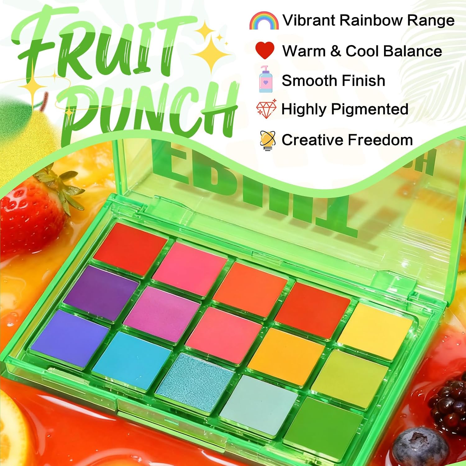 Thumbnail 1 de UCANBE Bunte Lidschatten-Palette Fruit Punch – 15 Farbtöne, Hochpigmentiert, wasserdicht