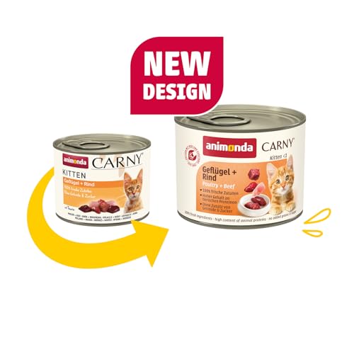 Detalle 2 de animonda Carny Kitten Nassfutter Variation für Katzenkinder (12 x 200 g) – grain-free, ausgewogene Proteine