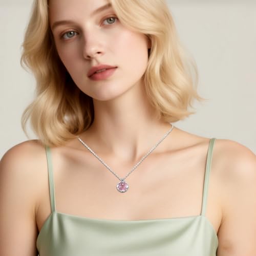 Thumbnail 1 de Weviway Pink Crystal Pendant Necklace with Silver Cable Chain – 45 cm