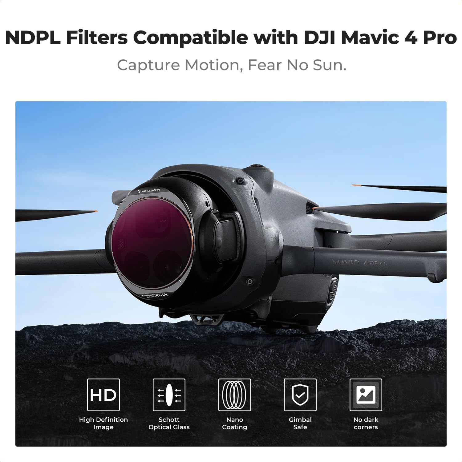 Detalle 2 de K&F CONCEPT Paquete 4 filtros ND/PL para Mavic 4 Pro
