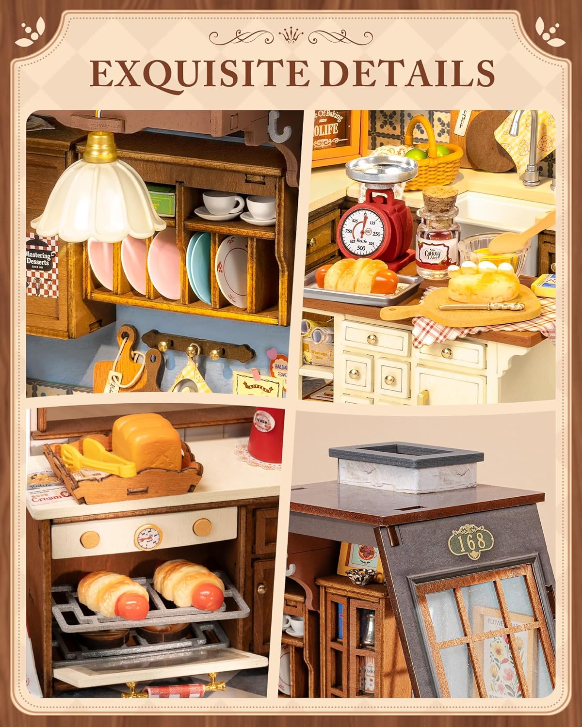 Detalle de Rolife Maison de Poupée Cuisine de Boulangerie – Kit DIY miniatures avec éclairage