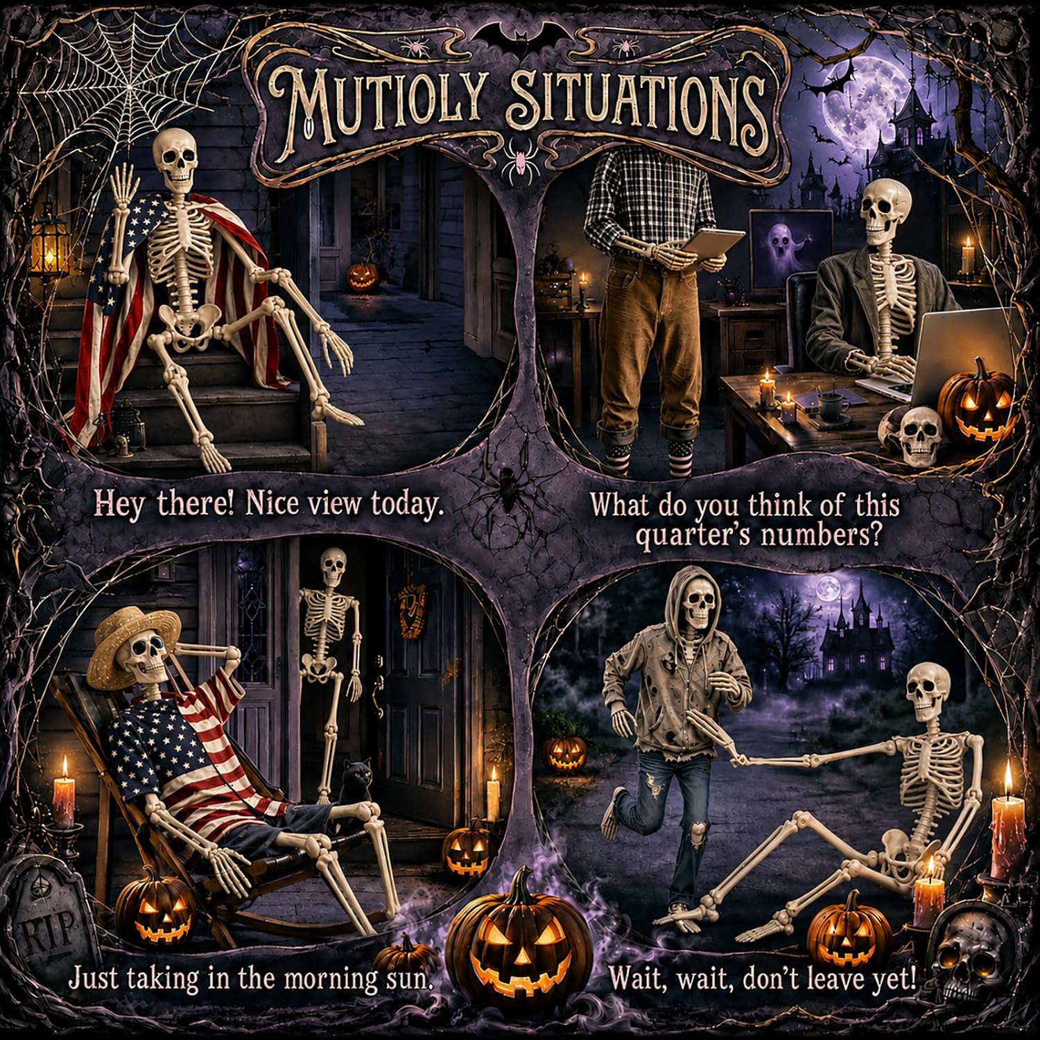 Detalle 1 de Abakuku GJ 2-Pack 36-Inch Halloween Skeleton Decorations with Movable Joints