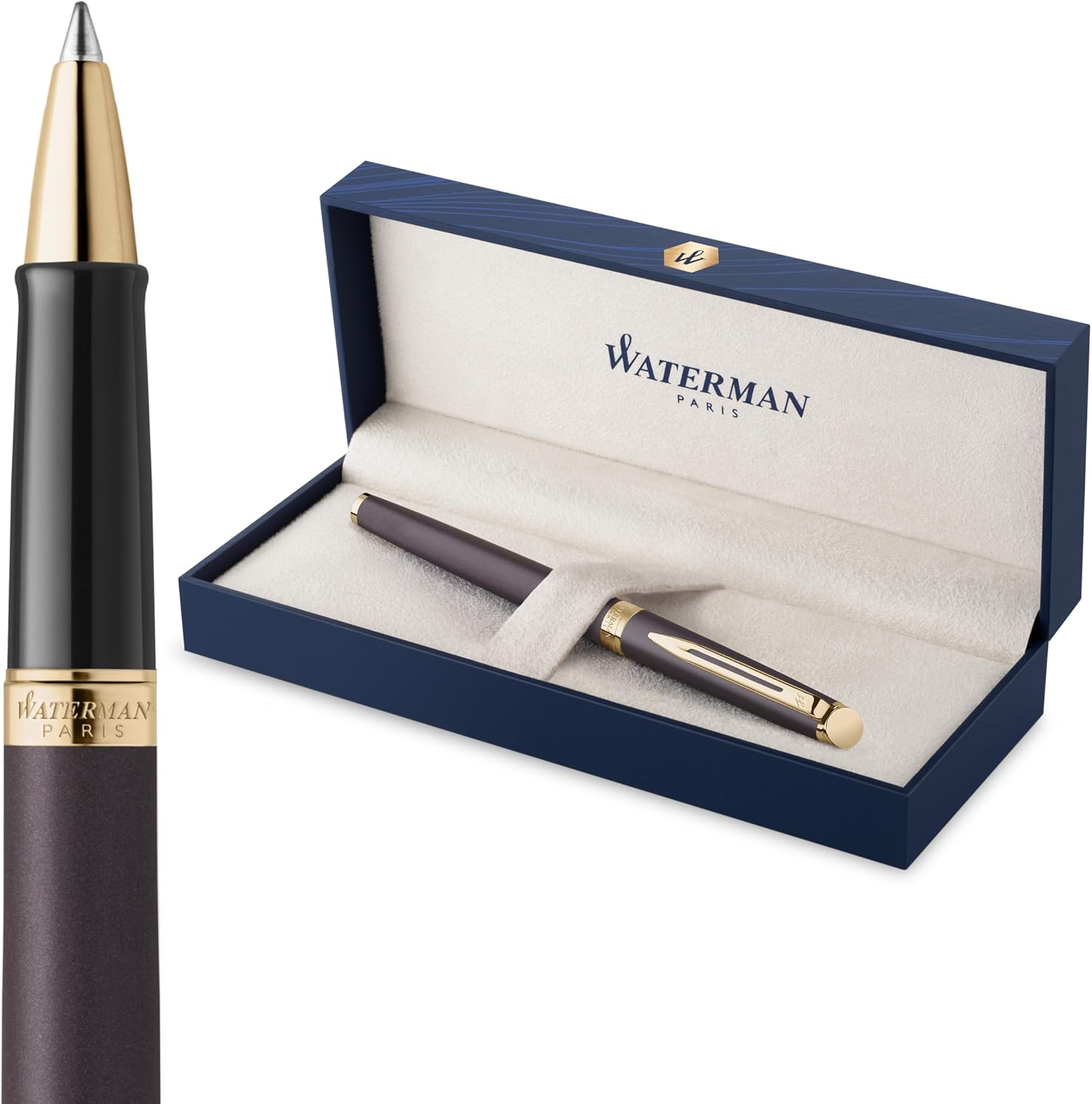 Detalle de Waterman Hémisphère Understated Edit rollerballpenna, Lava Black med svart bläck