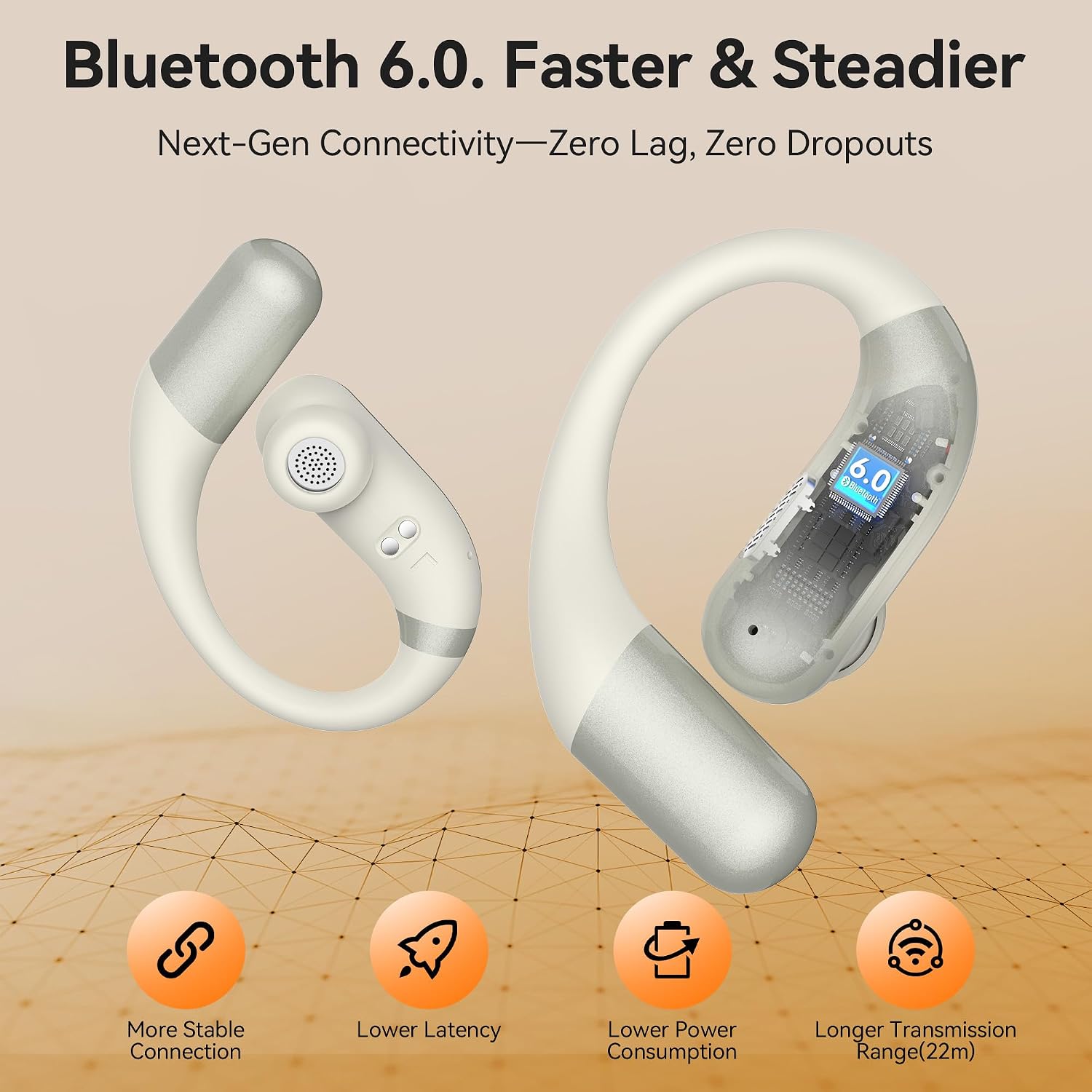Detalle 2 de BUGANI Open-ear earbuds Bluetooth 6.0