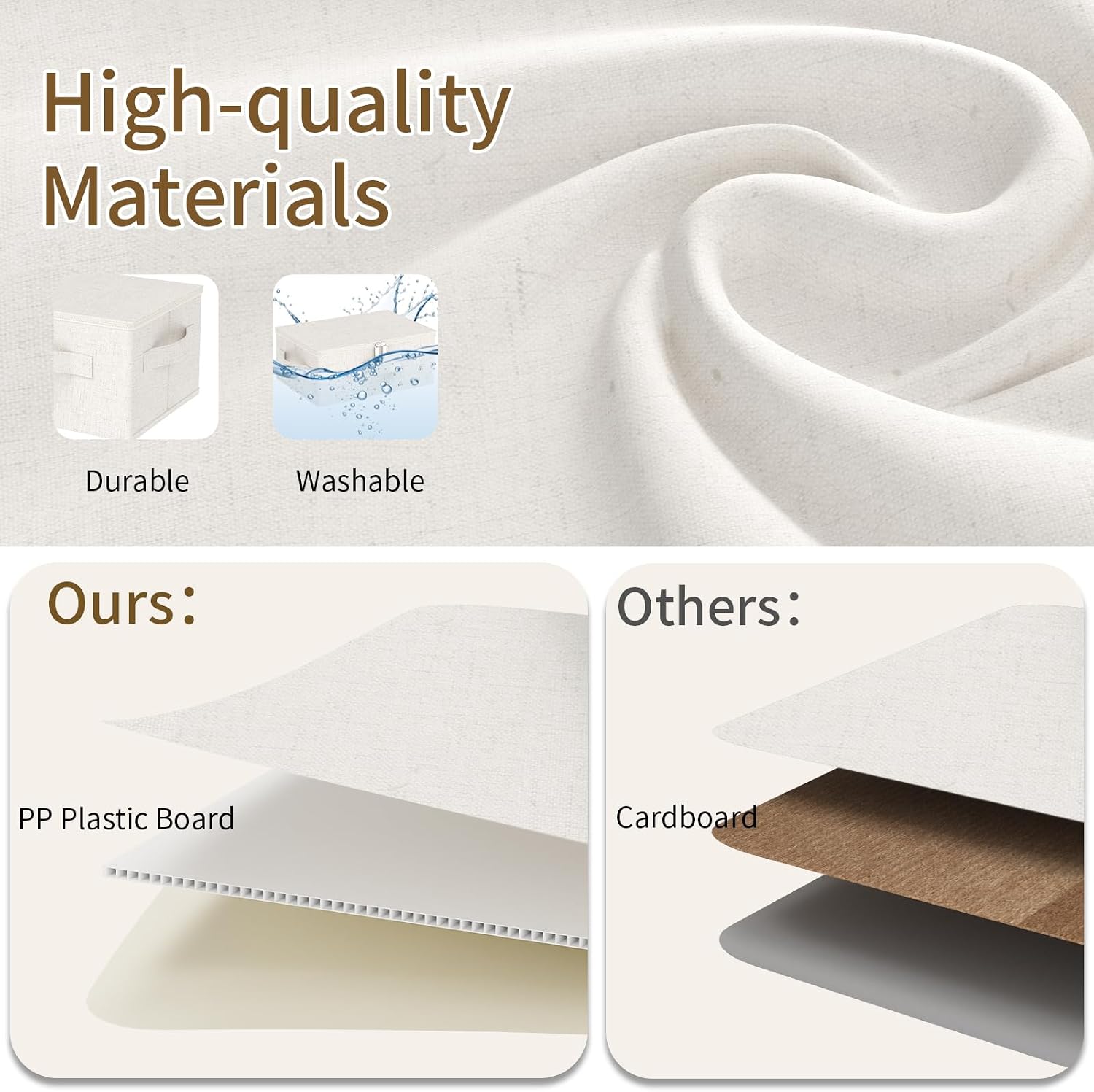Thumbnail 3 de ENUMAIL tvättbar tygförvaringslåda, 38 × 26 × 15 cm, beige, 2-pack