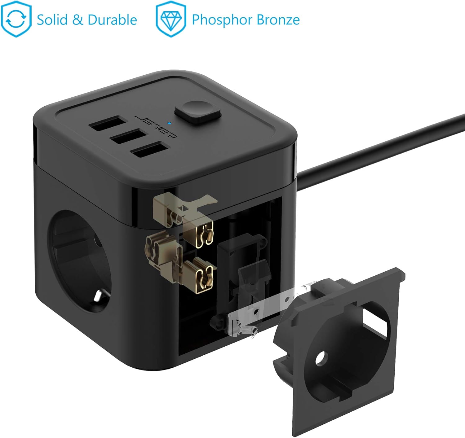 Thumbnail 4 de JSVER Multipresa Cubo con 3 USB 3680 W