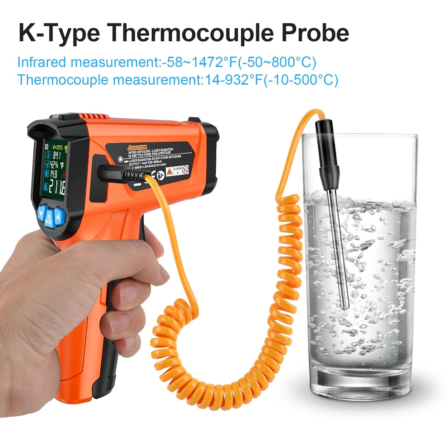 Detalle 1 de MESTEK Infrared Thermometer Gun −58°F to 1472°F