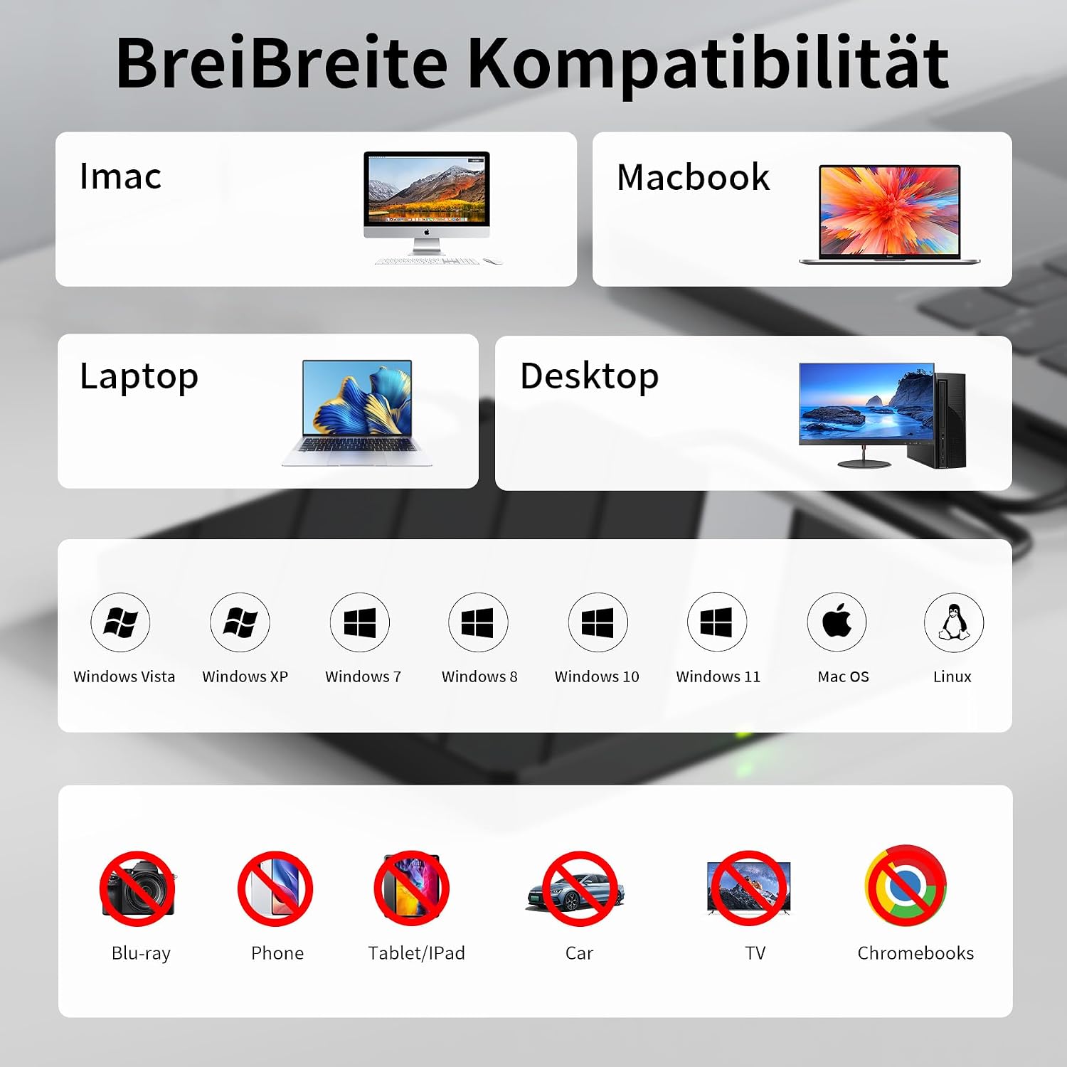 Thumbnail 6 de Alxum externes DVD-Laufwerk (USB 3.0, Type-C) mit CD-Brenner, SD/TF-Kartenleser