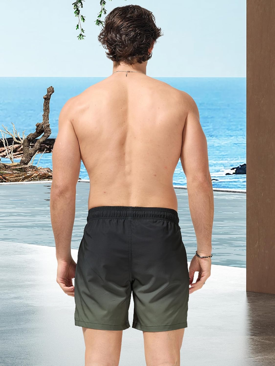 Detalle de Arcweg Herren Badeshorts mit Ultralight Badehose – Schnelltrocknend, Atmungsaktiv, Farbverlauf, S–XXL