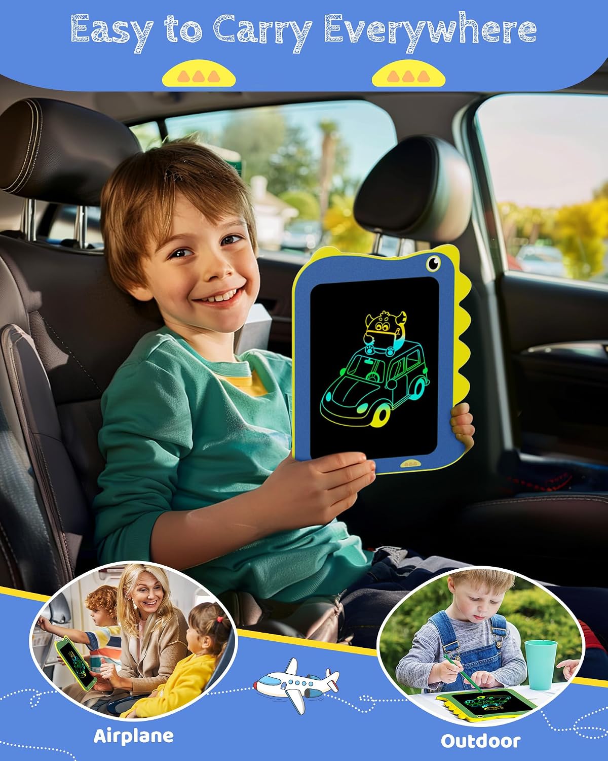 Detalle de TEKFUN 8.5-inch Blue LCD Writing Tablet for Kids (Dinosaur Doodle Board)