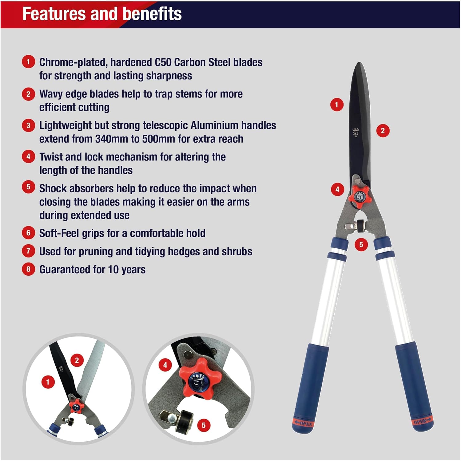 Thumbnail 1 de Spear & Jackson 8120RS Razorsharp Telescopic Hedge Shears